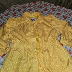 Ashley by 26 international Yellow Polka Dot Windbreaker/rain Jacket Sz L Active